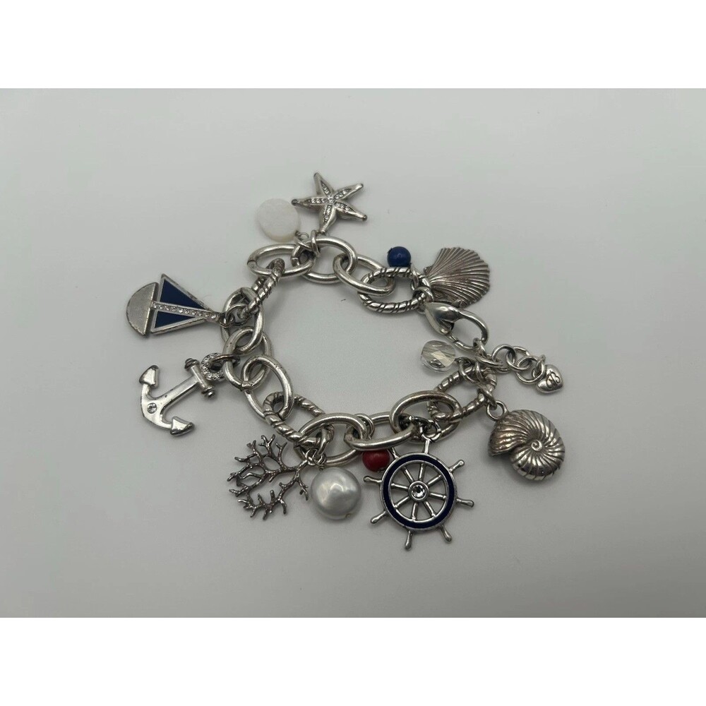 Brighton Retired Silver Plated Nautical Charm Bracelet Vintage 2000’s